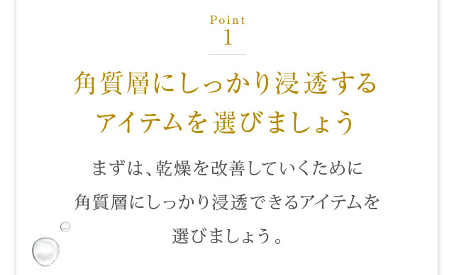 角質層にしっかり浸透するアイテムを選びましょう